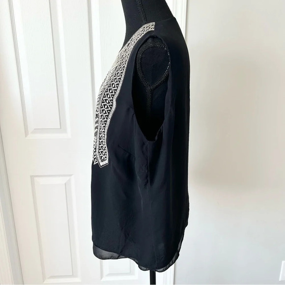 Rena  Rowan Pure Silk Embroidery Sleeveless Blouse - Picture 2 of 15
